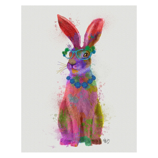 Rabbit Rainbow Splash 2 Full - Unframed Graphic Art Print on Paper