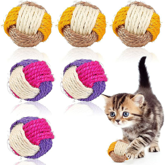 Balls Cat Sisal Ball,Pet Sisal Ball,Sisal Ball Toy,Cat Ball,Cat Ball Pet Toy,Interactive Cat Sisal Ball,Interactive Sisal Ball (6Pcs,Random Color)
