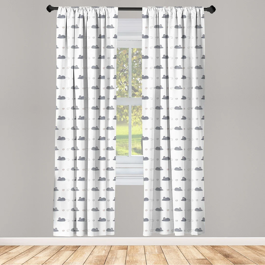 Broddie Repetitive Rodents and Mini Hearts Slot Top Room Darkening Curtains