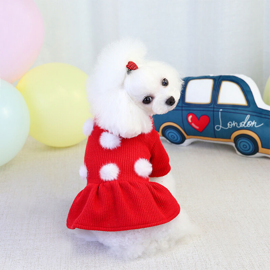 Cute new dog clothes fall and winter pet wool skirt Teddy Bichon small and medium-sized dogs pet clothes m (chest 37', neck 22-26', back 25' for