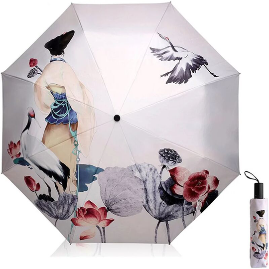 Benobby Kids - Umbrellas Women Parasol Anti uv uv Protection Folding Umbrellas Umbrella for Women Creative 3D Printed Parasol Triple Folding 190T