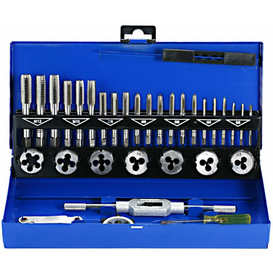 Echoo - 32 pcs hss Tap and Die Set Metric Wrench Cut M3-M12 Hand Threading Tool