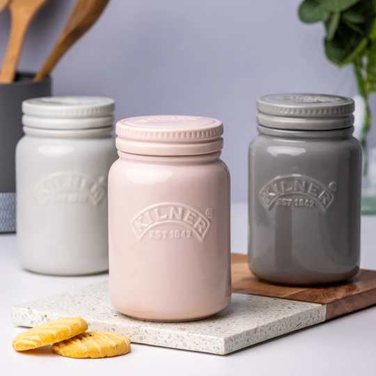 Ceramic 3 Piece Kitchen Canister Set