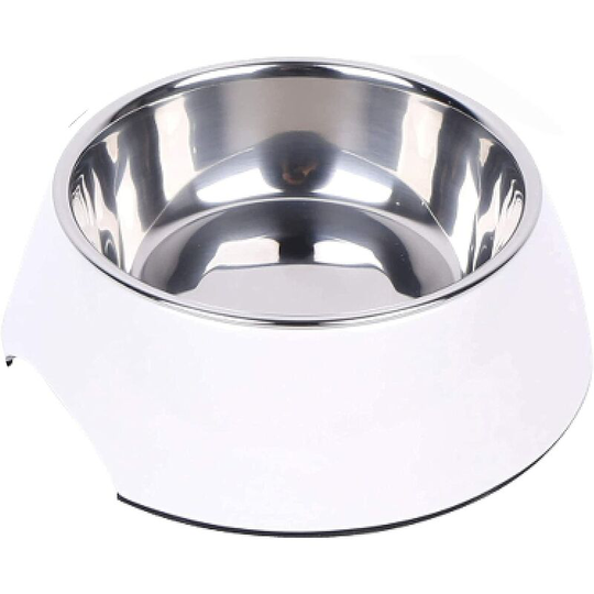 Einemgeld - Non-Slip Dog Bowl - Cat Bowl - Stainless Steel and Melamine Dog Food Bowl - for Large and Small Dogs - WeiĂŸ, 700 ml - Various Colors and