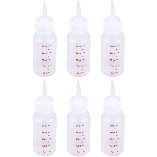 6 Pcs 50ML Baby Pet Feeding Bottle - Pointed Nipple Safe Dog Cat Milk Bottle for Small Animal/Cats/Dogs/Puppy/Kitten