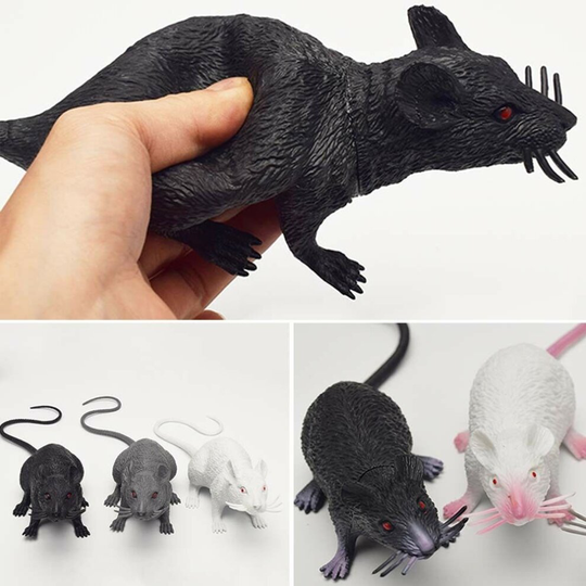 (Large vocal black mouse) Joke Fake Rubber Plastic Rat Mouse Pranks Prop Toy
