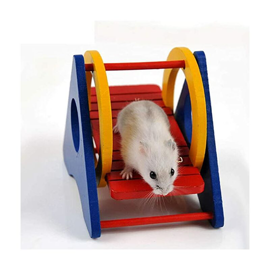 Ilovemilan - Hamster Rainbow Wood Swing Seesaw Toys Wooden Colorful Hanging Ladder Bridge for Small Pet Dwarf Rat Mouse Gerbil Chinchilla Guinea Pig