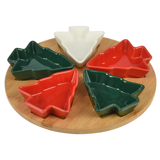 Large Christmas Tree Party Dip Serving 6 Trays Appetizer Snack Sweet Bowls Plate