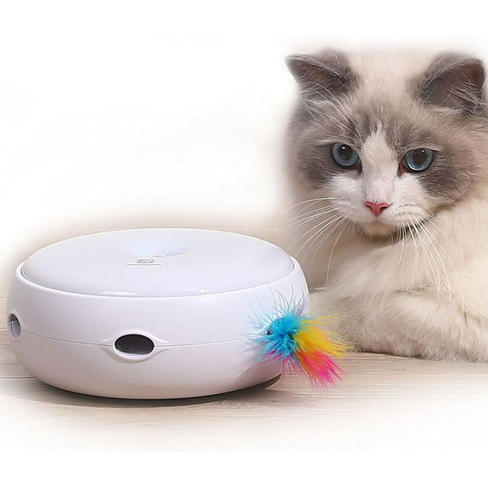 Thsinde - Interactive Cat Toy, Automatic Feathered Cat Games (New Silent Version), Kitten Whirling Game for Indoor Apartment Batteries Included