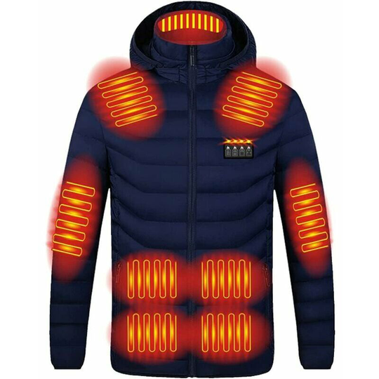 Thsinde - Unisex Men Women Heated Jacket Fleece High Capacity Electric Heated Clothing Waterproof Heated Coat Winter Essentials - Blue 5 x Large