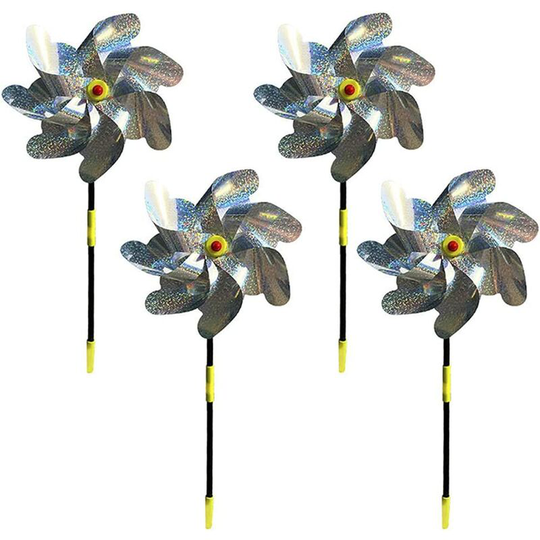Briday - Bird Scarecrow Decoration, 4 Piece Reflective Windmill, Anti-Bird Windmill, Scarecrow Windmill to Protect and Decorate The Garden, Farm,