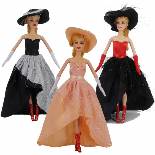 3 sets of 30cm Barbie doll clothes, fashionable princess dresses, dresses, hats, girls' costume toys