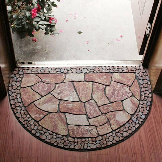 Qersta - 88cm × 58cm Half Round Front Door Mat, Hand Stencil Non-Slip Door Mat, Indoor/Outdoor Entrance Mat, Shoe Scraper, Easy Clean Entrance,