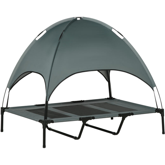 122cm Elevated Dog Bed Cooling Raised Pet Cot uv Protection Canopy Grey - Grey - Pawhut