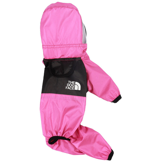 Cute Dog Raincoat Waterproof Lightweight Full Body Coverage Four-Legged Pets Rain Jackets with Hood,Rose red,L - Rose red,L