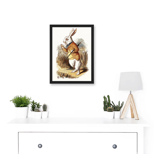 Painting Carrol Alice Wonderland Tenniel White Rabbit Artwork Framed Wall Art Print A4