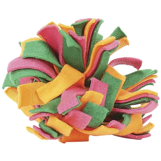 Fluffle Ball Dog Toy (10cm) (Yellow/Green/Pink) - Yellow/Green/Pink - Happy Pet
