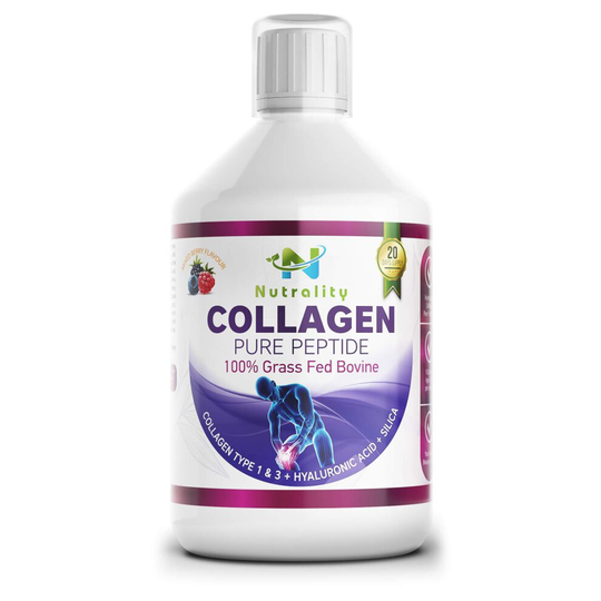 Nutrality Grass Fed Collagen Peptides,500 mL,Pure Liquid Bovine Proteins with Hyaluronic Acid and Silica,10,000mg of Type 1& 3, Fruit Juice Flavor