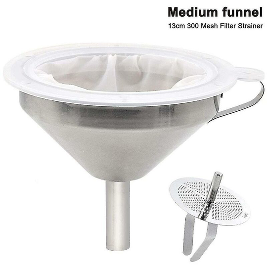 Stainless Steel Funnels With 300 Mesh Food Filter Strainer Funnel Set