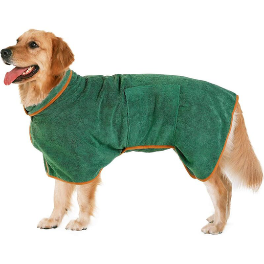 Winter Coats Dog Bathrobe, Dog Drying Coat with Adjustable Strap Dog Bathrobe Coat with Magic Tape Easy to Put On and Take Off,M