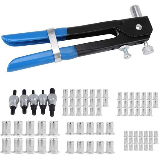 Blind Rivet Pliers Heavy Duty Hand Riveter Kit Rivet Gun + 85 Pcs Rivet Nut Included M3 M4 M5 M6 M8 Aluminum SOEKAVIA