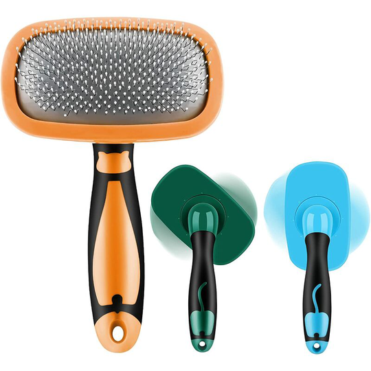 Dog Brush, Cat Brush, Long Hair Dog Brush, Smooth Puppy Grooming Brush for Medium-Long Hair (Orange)