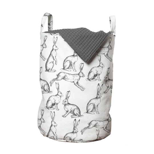 Easter Rabbit Hares Monochrome Laundry Bag