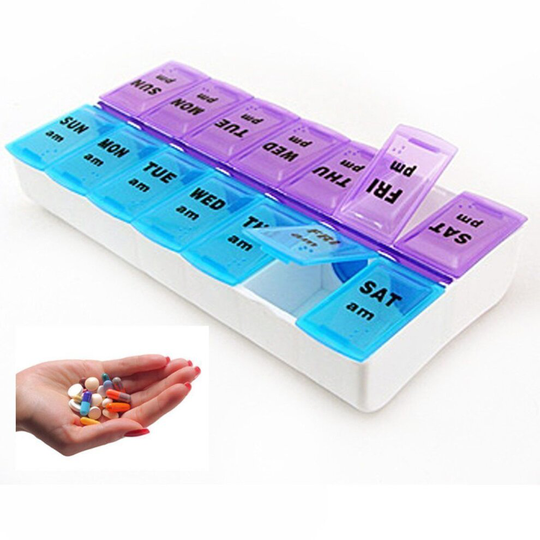 (2 Part) Vitamin Organizer - Travel Pill Organizer Box, 14/28 Compartment Daily Medicine Case Container for Organizing Your Pills, Medications.
