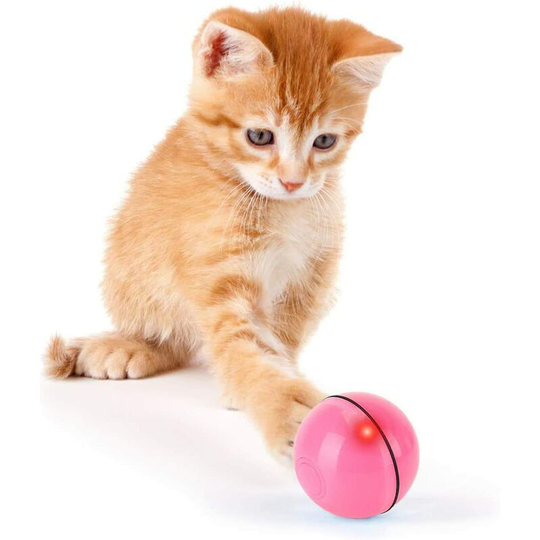 Interactive Cat Toy, Intelligent Automatic Cat Ball, 360 Degree Rotating Ball, Rechargeable Cat Ball with led Light for Kittens (Red) - Litzee