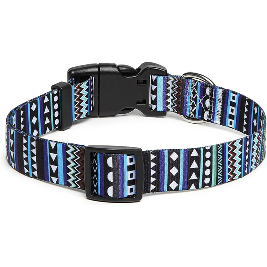 Dog Collar, Fashion Pattern with Quick Release Buckle, Classic Adjustable Nylon Collar for Small, Medium and Large Dogs (l, Blue)
