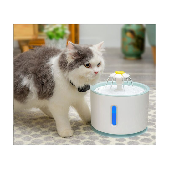 Automatic Water Fountain for Cat Dog 2.4L, Quiet Water Dispenser with led Water Level Window and Activated Carbon Filter, Blue
