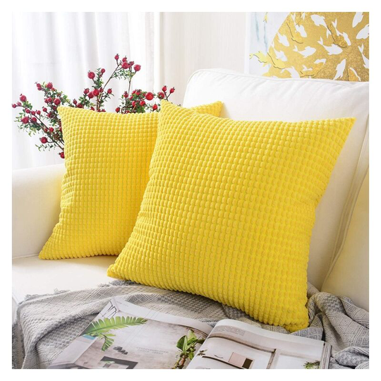 Bearsu - Set of 2, Square Decorative Corduroy Cushion Cover, Cushion Covers, Pillow Case, Home Decorations for Sofa Bed Chair 18x18 inch/45x45cm