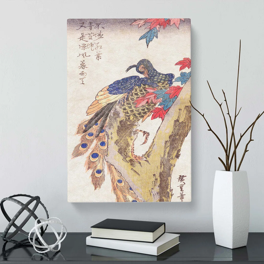 Perched Peacock by Utagawa Hiroshige - Wrapped Canvas Art Print
