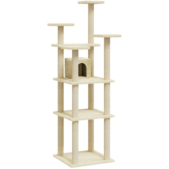 Cat Tree with Sisal Scratching Posts Cream 171 cm Vidaxl Cream