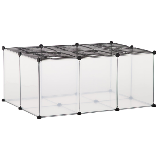 PawHut Pet Playpen 22 Panels Small Animal Cage for Guinea Pigs Clear