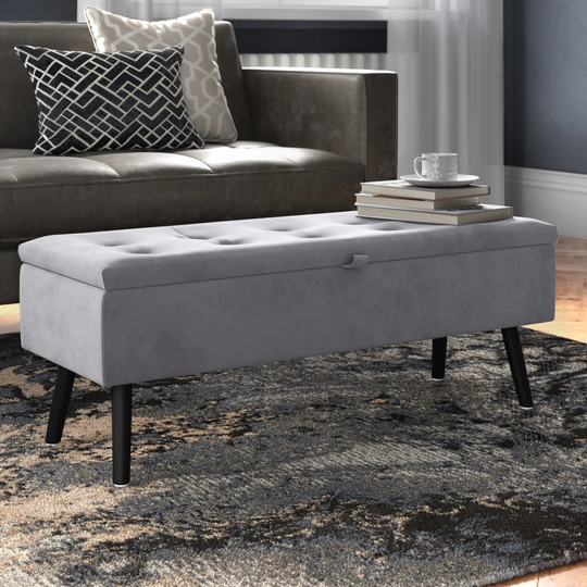 Dante 108Cm Wide Velvet Rectangle Storage Ottoman