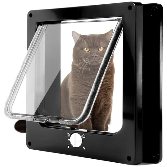 4 Way Locking Cat Flap Medium with Magnets, Extremely Durable, Easy Install Pet Door For Cats & Doggie, Silent Manual Pet Flap For Wall/Wooden/Upvc