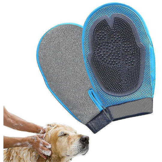 Thsidne Dogs Cats Grooming Glove Cleansing Bath Massage Brush Glove Blue