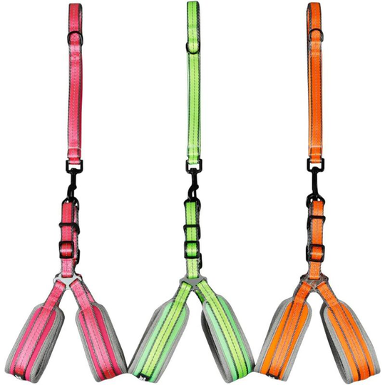 Reflective Pet Dog Harness and Leash Set Wide Thick Comfortable Neck Chest Strap Padded Cotton Handle Nylon Dog Leash m