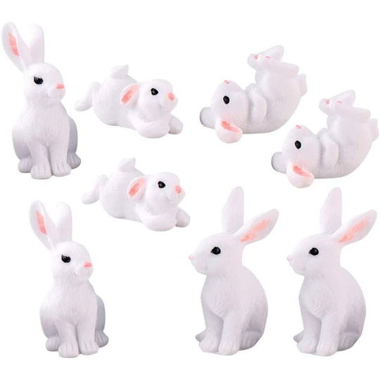 8pcs Miniature Rabbit Figurines Fairy Garden Bunny Figures Easter Cake Decorations Mini Rabbit Figures Toys Assorted Styles