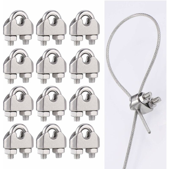 Betterlifegb - 12 Pcs M3 Cable Clamps Heavy Duty, 304 Stainless Steel u Bolts Wire Rope Clamps, Support a Load of 300 Tons, Metal Cable Crips for