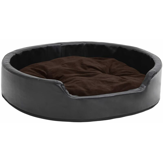 Dog Bed Black and Brown 79x70x19 cm Plush and Faux Leather Vidaxl Black