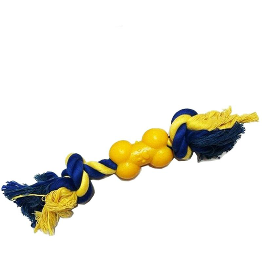 Ropey Bone Rope Dog Toy (s) (Blue/Yellow) - Blue/Yellow - Rope N Ruba