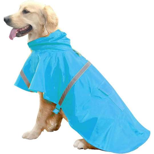 Dog Raincoats for Large Dogs with Reflective Stripe Hood, Rain Poncho Jacket for Dogs - Orange, 2XL