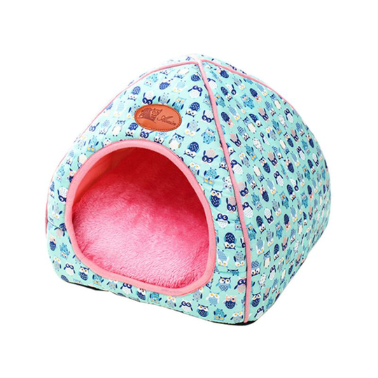 BetterLife Cat Litter Winter Cat House Closed Folding Cat Villa Plush Pet Supplies Yurt Chenil Car, Blue Owl m