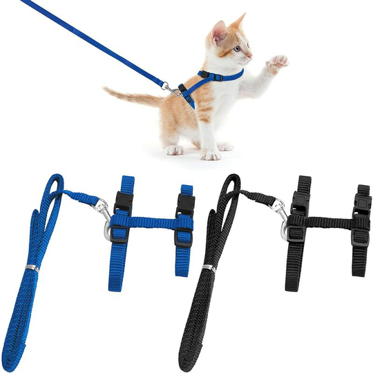 Cat Harness with Leash Adjustable Nylon Harness Kitten Collar Leash Vest for Small Cats Rabbits