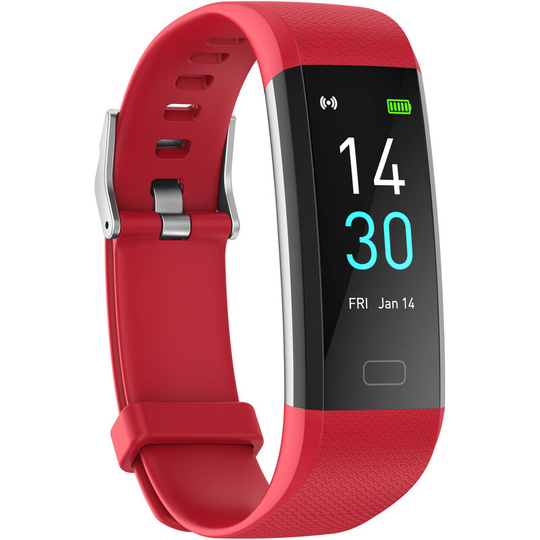 Fitness Tracker with Heart Rate Blood Pressure Blood Oxygen Sleep and Temperature Monitor Activity Tracker, Red - Muff