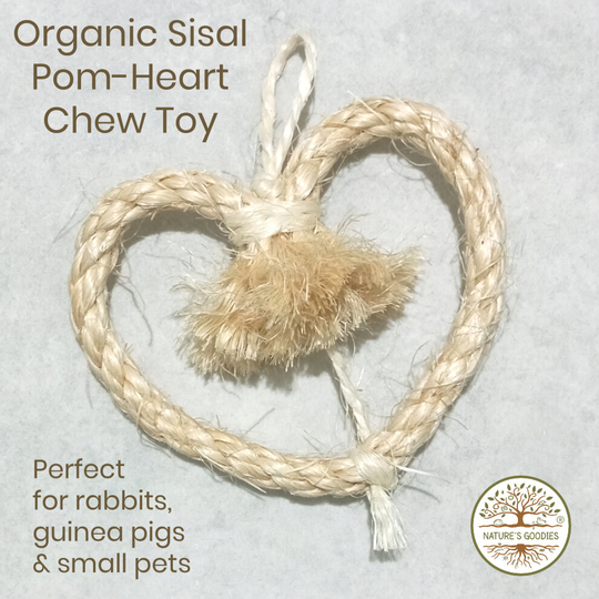 Nature's Goodies Sisal Pom-Heart Boredom Breaker Chew Toy for Rabbits Guinea Pigs Degus