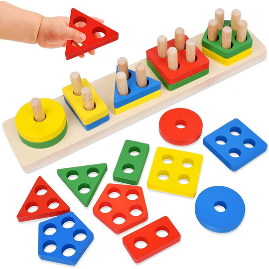 Ilovemilan - Montessori Toys for 1 2 3 Year Old Boys Girls Toddlers, Wooden Sorting Stacking Toys for Toddlers 1-3 Wooden Block Puzzles for toddlers,