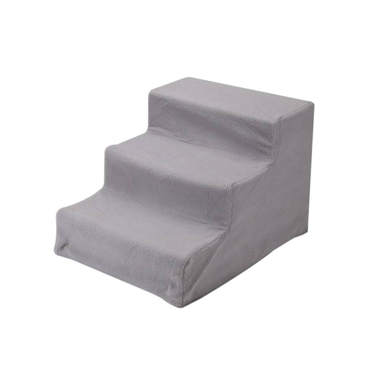 (Grey) 3 Steps Washable Folding Portable Stairs Doggy Puppy Pet Dog Cover Ramp Ladder